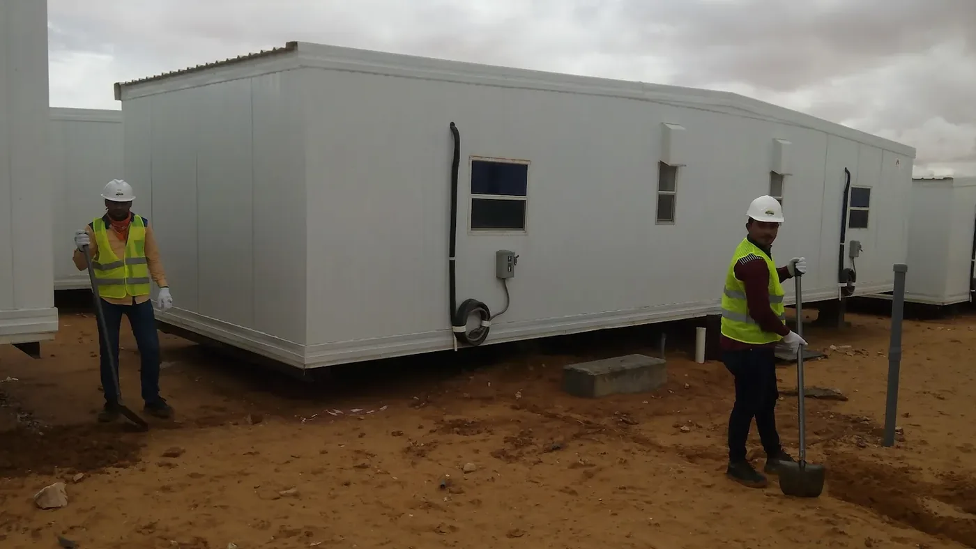 Jeddah hospitality delivery image of labour camp infrastructure work for the Aramco gas and oil project in Turaif