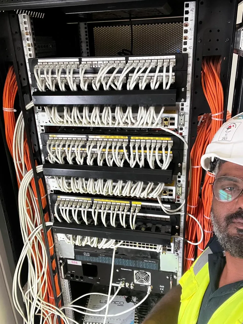 Jeddah hospitality delivery image of mATV rack and signal distribution installation for the Turaif labour camp project