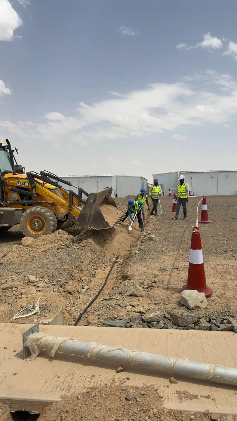 Jeddah hospitality delivery image of underground cabling and trenching work for the Saudi labour camp IPTV and Wi-Fi project